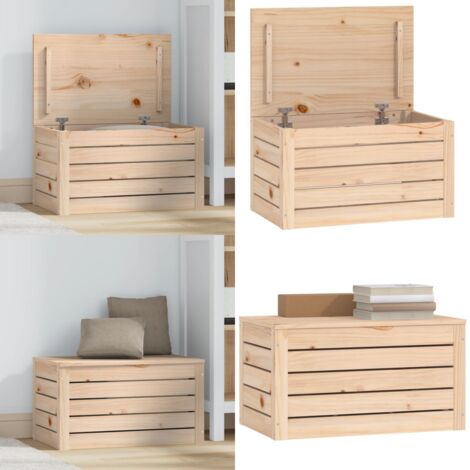 Caja de almacenaje madera maciza de pino 59,5x36,5x33 cm - Madera maciza - Pino