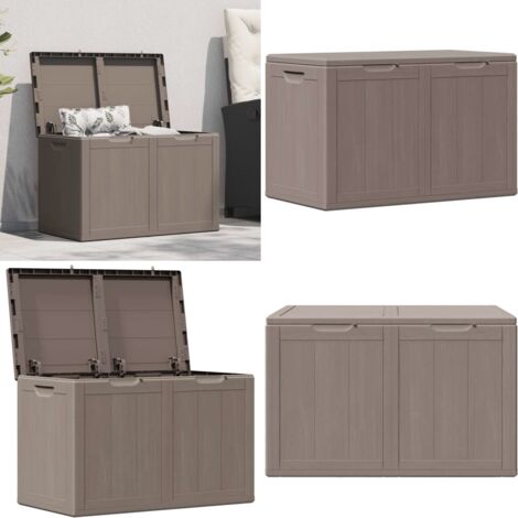 Caja de almacenaje para jardín 180 L PP aspecto madera marrón - Caja de almacenamiento exterior - Caja de almacenamiento madera