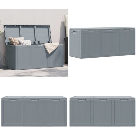 Caja de almacenaje para jardín 270 L PP aspecto madera gris - Caja de almacenamiento exterior - Caja de almacenamiento de jardín