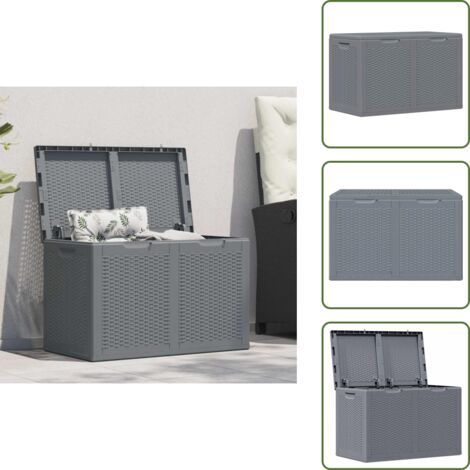 Caja de almacenaje para patio - vidaXL Caja de almacenaje para jardín PP aspecto de ratán gris 180 L - Caja de almacenaje para herramientas