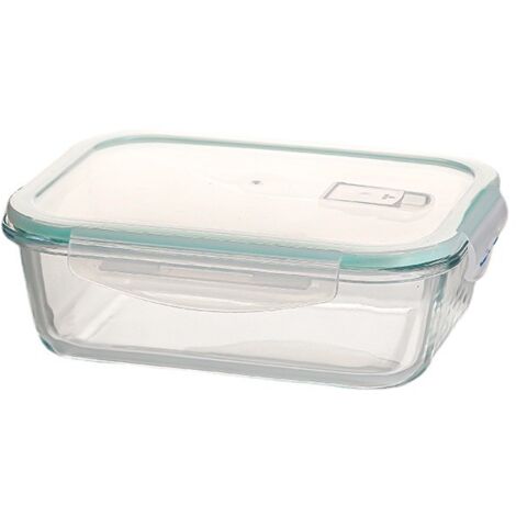 Caja de almacenaje pequeña para la cocina – Rectangular – Organizador para frigorífico – Recipiente de cristal con tapa – 0,64 l