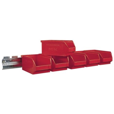 Caja de almacenamiento A50xL602xF100mm STA galvanizado con cajas de almacenamiento 6xMK6 rojo MAUSER