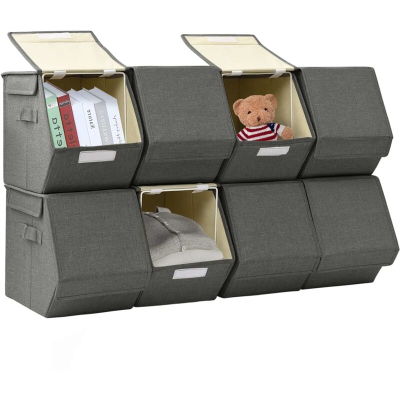 

Caja de almacenamiento apilable tapa 8 uds tela gris antracita