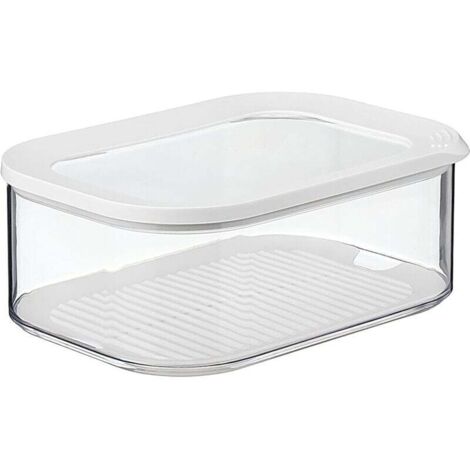 Caja de almacenamiento blanca con tapa KZQ 22,5 x 18 x 8,7 cm – para trozos y lonchas de queso – recipiente hermético – caja de almacenamiento de cocina