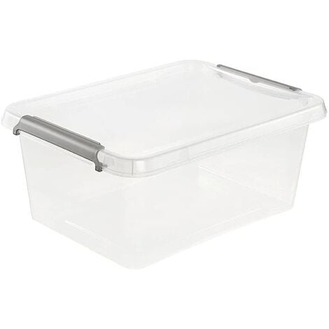 2x Caja de almacenaje, Plástico resistente (PP), 4,5 l, 30 x 20 x 11 cm,  Wilma, Transparente neutro