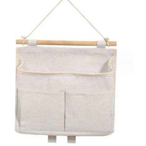 Caja de almacenamiento colgante de pared de 25x6x23 cm, tela Oxford resistente, ahorra espacio, para cosméticos, joyas y accesorios – Blanco
