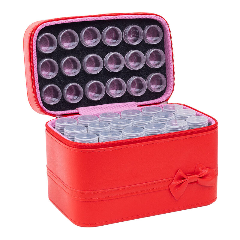 

Caja de almacenamiento de diamante con 54 botellas del Bowknot del patron portatil de almacenamiento de la bolsa con doble cremalleras de Pintura de