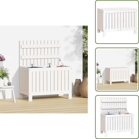 Caja de almacenamiento de exterior - vidaXL Caja de almacenaje jardín madera de pino blanco 76x42,5x54 cm - Caja de madera de pino