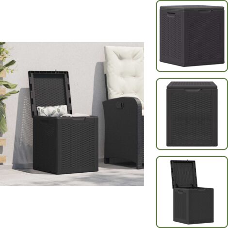Caja de almacenamiento de exterior - vidaXL Caja de almacenaje para jardín 90L PP negra ratán - Caja de almacenamiento de jardín negra