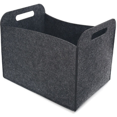 Caja de almacenamiento de fieltro de 32x24x24 cm, cesta de fieltro con estante, color gris.
