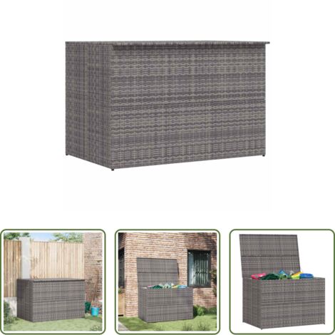 Caja de almacenamiento de jardín -  Caja de almacenaje jardín ratán sintético gris 150x100x100 cm