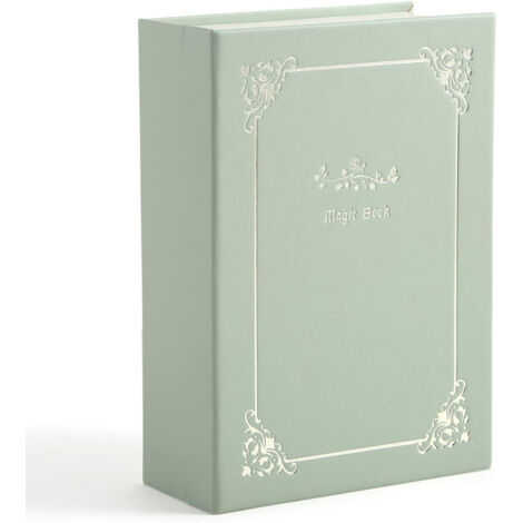 Caja de almacenamiento de joyas de PU verde, caja de joyería de libro mágico, adecuada para guardar aretes, pulseras, collares y anillos