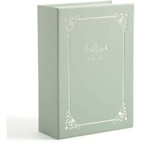Caja de almacenamiento de joyas de PU verde, caja de joyería de libro mágico, adecuada para guardar aretes, pulseras, collares y anillos