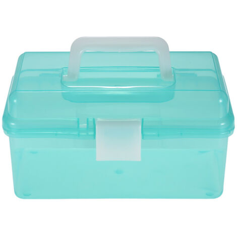 Caja de almacenamiento de plástico transparente para material de pintura, estuche multifuncional de tamaño mediano con asa para artistas, estudiantes, instrumental médico, cosméticos y equipos de pesc