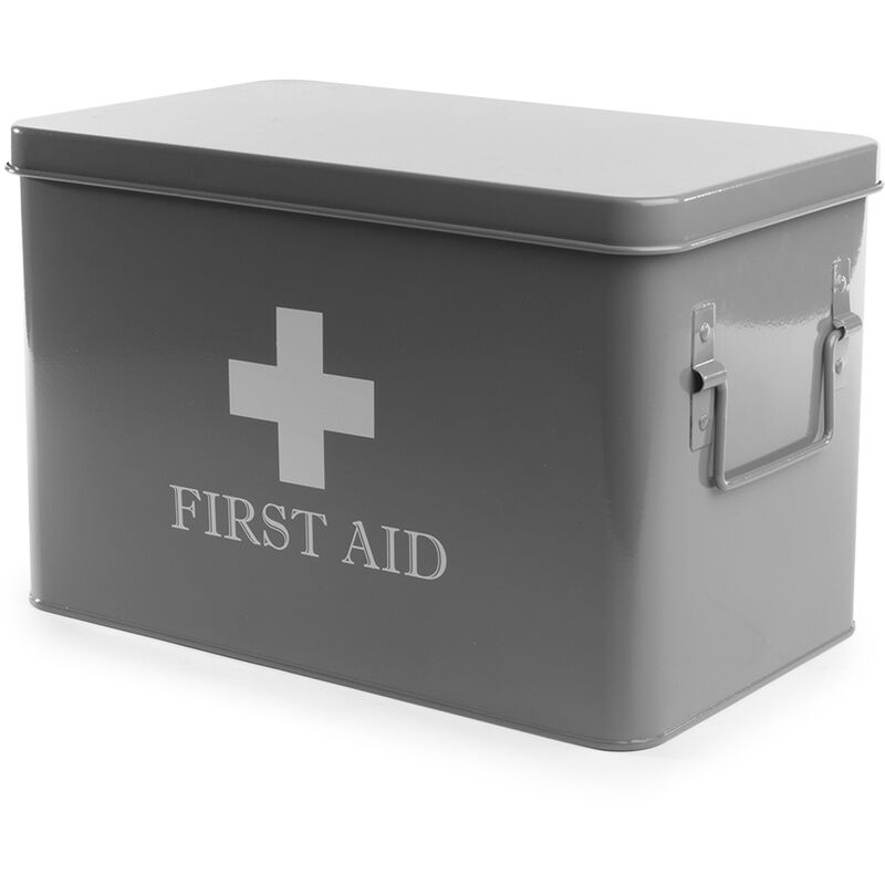 

Caja de almacenamiento de primeros auxilios | Caja de almacenamiento de medicamentos y organizador para botiquines médicos | 2 niveles | M&W (gris)