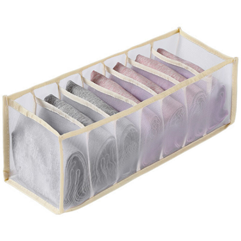 

Caja de almacenamiento de ropa interior plegable, cajon de almacenamiento de uso domestico, organizador de rejilla de malla divisoria, para ropa