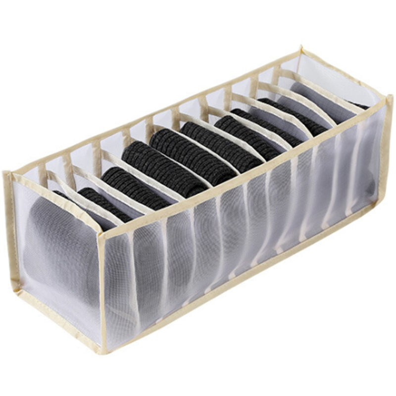 

Caja de almacenamiento de ropa interior plegable, cajon de almacenamiento de uso domestico, organizador de rejilla de malla divisoria, para ropa