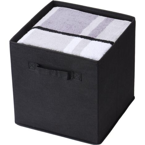 Caja de almacenamiento de tela plegable y organizador de cajones para armario y juguetes, multifuncional, color negro.