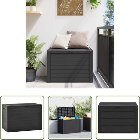 Caja de almacenamiento exterior -  Caja de almacenamiento de jardín gris antracita 78x44x55 cm
