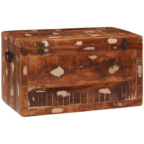 Caja de Almacenamiento Marrón Madera de mango maciza vidaXL