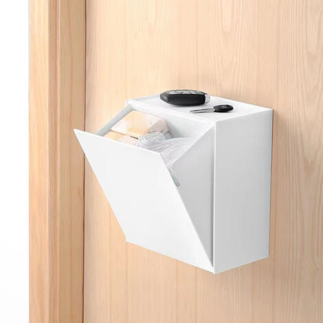 Caja de almacenamiento mural con tapa abatible, ahorra espacio, gran capacidad, color blanco, ideal para bastoncillos de algodón, hilo dental y pañuelos de papel.