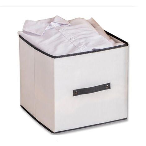 Caja de almacenamiento no tejida, diseño plegable con asa, color blanco