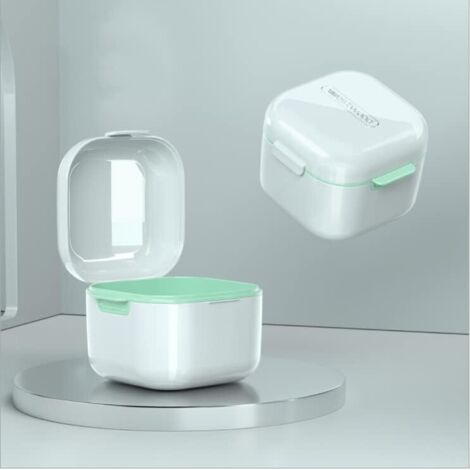 Caja de almacenamiento para aparatos dentales con cesta, caja de almacenamiento para aparatos dentales y protector bucal (blanca)