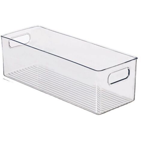 Caja de almacenamiento para gabinete/cocina, contenedor mediano para refrigerador hecho de plástico, caja larga, transparente