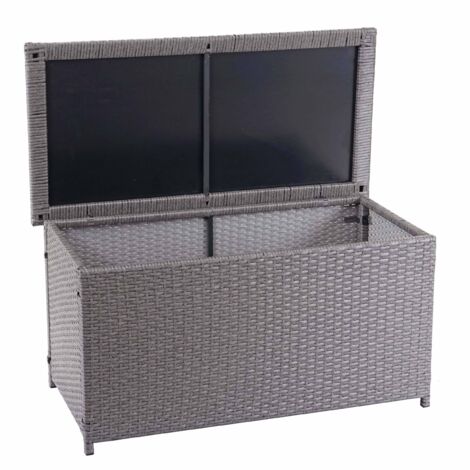 Caja de almacenamiento para jardín en polirratán gris con ruedas para guardar cojines 51x115x59cm 250L 040001344