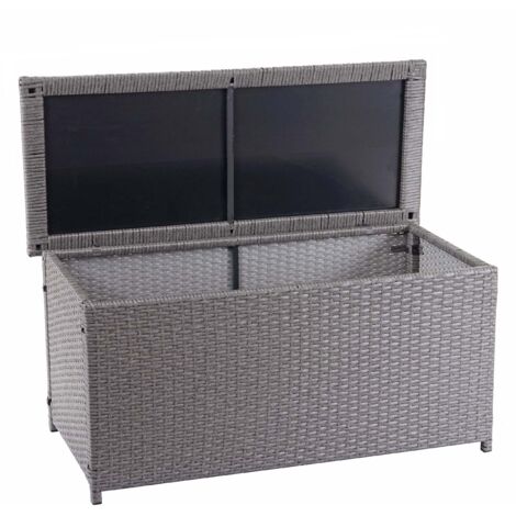Caja de almacenamiento para jardín en polirratán gris con ruedas para guardar cojines 63x135x52cm 320L 040001372
