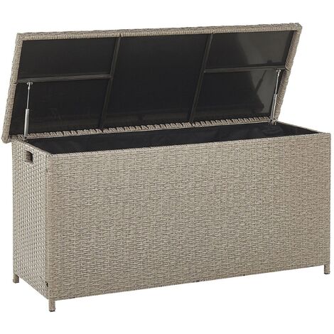 Caja de almacenamiento para jardín en ratán sintético beige 126 x 46 cm Modena