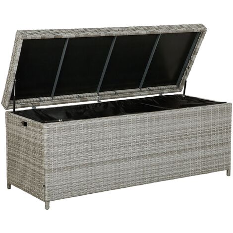 Caja de almacenamiento para jardín en ratán sintético gris 158 x 63 cm Modena