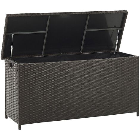 Caja de almacenamiento para jardín en ratán sintético marrón 126 x 46 cm Modena