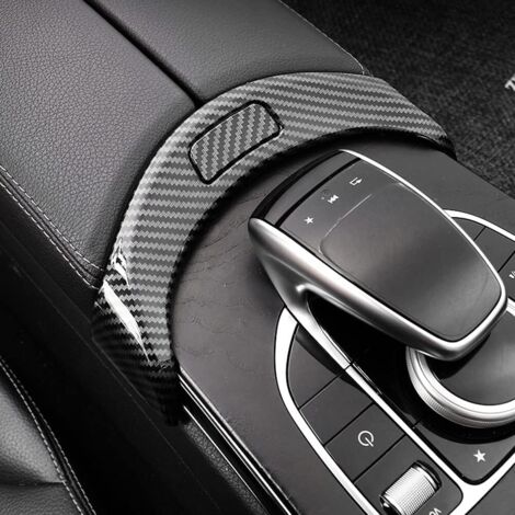 Caja de almacenamiento para reposabrazos de consola central, cubierta protectora para interruptor de botón de liberación para Mercedes Benz Clase C W205 GLC Clase X253 Accesorios 2015-2022 (color fibr