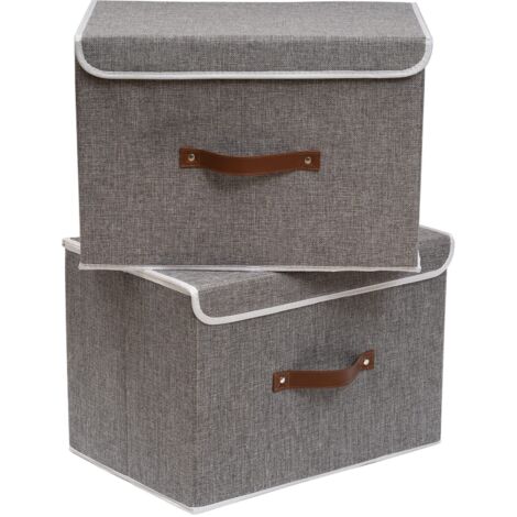 Caja de almacenamiento plegable de 38 x 25 x 25 cm, color gris