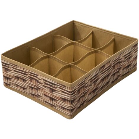 Caja de almacenamiento plegable de tela con múltiples rejillas para ropa interior y calcetines, 32 x 24 x 10 cm, 9 rejillas