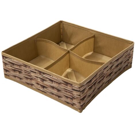 Caja de almacenamiento plegable de tela con múltiples rejillas para ropa interior y calcetines, 32 x 32 x 10 cm, 4 rejillas