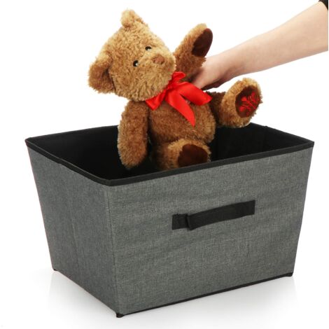 Caja de almacenamiento plegable multifuncional de gran capacidad, material de tela no tejida y cartón, gris oscuro-39x30x24cm