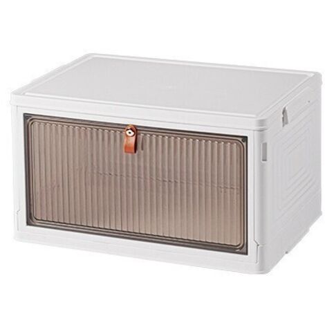 Caja de almacenamiento plegable, organizador de almacenamiento de plástico con tapa y polea, cajas de almacenamiento transparentes para sala de estar y dormitorio.