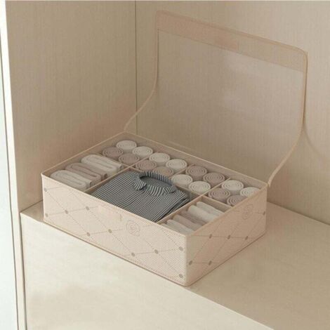 Caja de almacenamiento plegable ZVD con tapa/Caja de tela con tapa, organizador de armario para guardar toallas