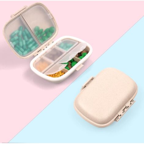 Caja de almacenamiento portátil, vida útil de 7 días caja de almacenamiento portátil, vida útil de 8 días (mañana y noche) caja de almacenamiento portátil, 7 días sin BPA diseño abierto simple (beige)