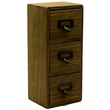 Caja de almacenamiento rectangular de madera 3 cajones cm11,5x10h27