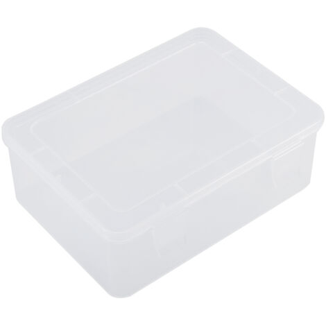Caja de almacenamiento rectangular gruesa y transparente para piezas de plástico, con tapa.