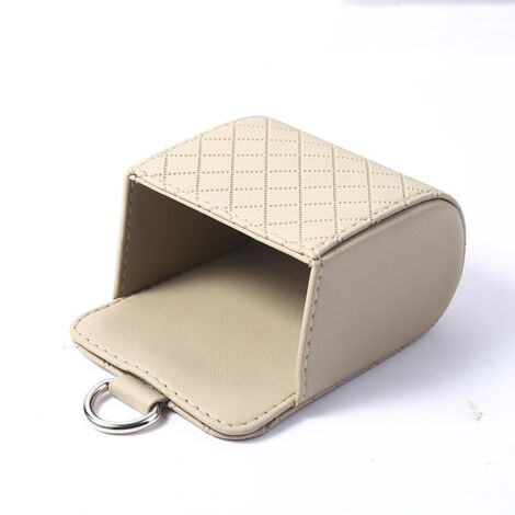 Caja de almacenamiento universal de PU para coche, caja de almacenamiento de cuero para coche, caja de almacenamiento de PU para coche, caja organizadora de cuero para coche, para llaves, color beige.