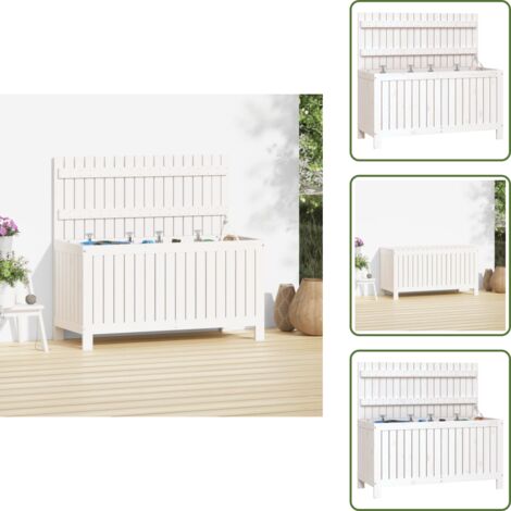 Caja de almacenamiento - vidaXL Caja de almacenaje jardín madera de pino blanco 115x49x60 cm - Caja de madera de pino