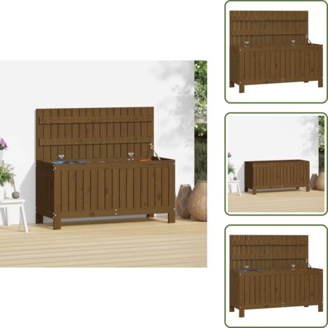 Caja de almacenamiento - vidaXL Caja de almacenaje jardín madera pino marrón miel 108x42,5x54cm - Caja de madera maciza