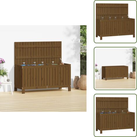Caja de almacenamiento - vidaXL Caja de almacenaje jardín madera pino marrón miel 115x49x60 cm - Caja de madera maciza