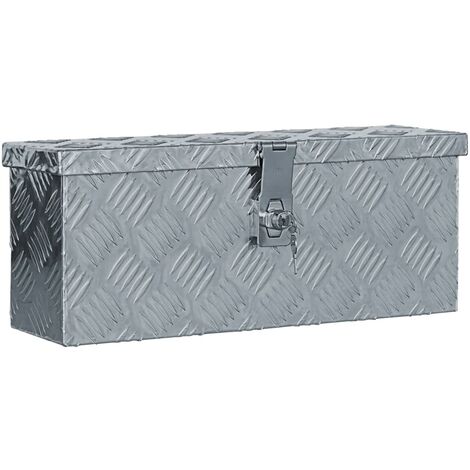 Caja Herramientas Almacenaje Organizador Cofre Guardar Transportar Cosas Vehículo Garaje de Aluminio Plateada Diferentes Dimensiones