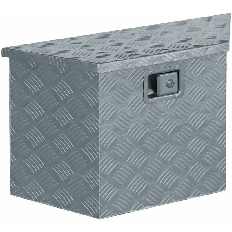 

Bh Design - Caja de aluminio 70x24x42 cm forma trapezoide plateada