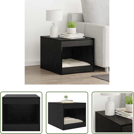 Caja de arena para gatos -  Cubículo para caja de arena de gato Roble Negro 47 x 59 x 42 cm